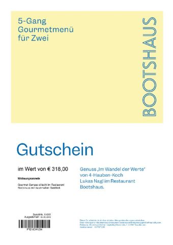 Restaurant Bootshaus 5-Gang Gourmetmenü für Zwei